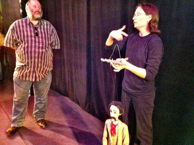 Here's Rose, one of the puppeteers, teaching us how to properly hold a marionette 