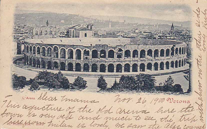 Verona L'Arena Postcard from 1900 - Atlas Obscura Post