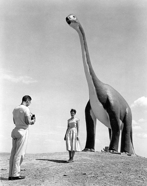 1960, via <a href="http://robotcosmonaut.tumblr.com/post/14359631258/dinosaur-park-rapid-city-south-dakota-1960-via">Robot Cosmonaut</a>